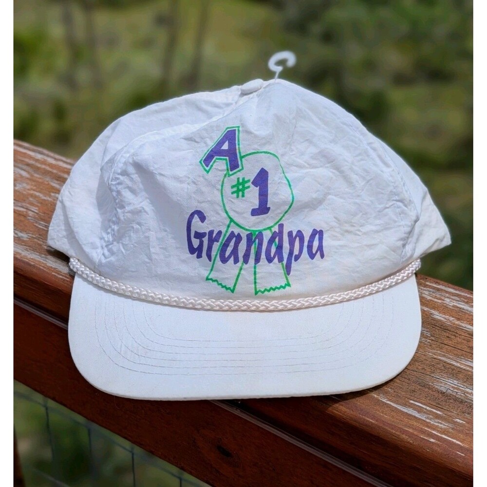Vintage Hat A 1 #1 Grandpa Dad Trucker Hat White Snapback *READ*
